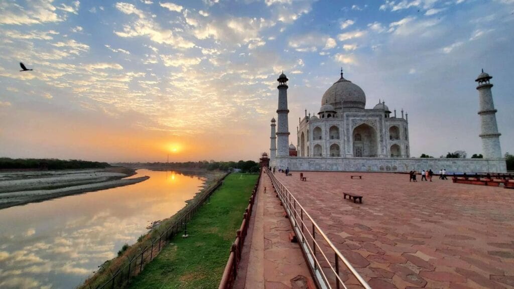 Taj Mahal at sunrise during a Golden Triangle tour in India
